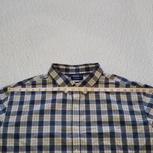 Tan Blue Plaid Short Sleeve Button Down Shirt - Picture 8 of 10